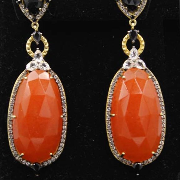 6.70 CT MULTISTONE DANGLE DROP EARRINGS - Picture 5 of 7